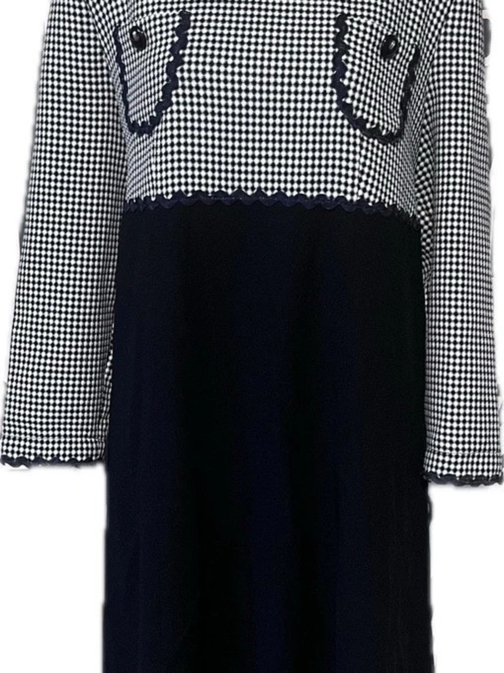 Gennie's Vintage Maternity Dress Navy & White Checkered Dress with Tie Back